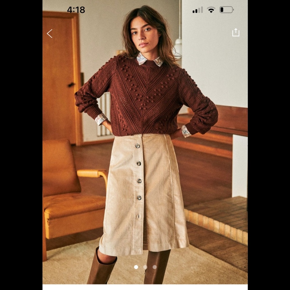Sezane Lisette cream corduroy skirt SOLD OUT